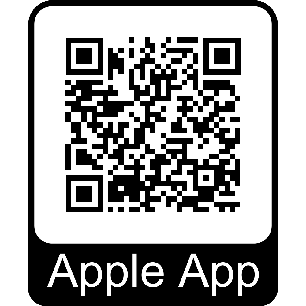 QR code for Apple App with a black border on a white background