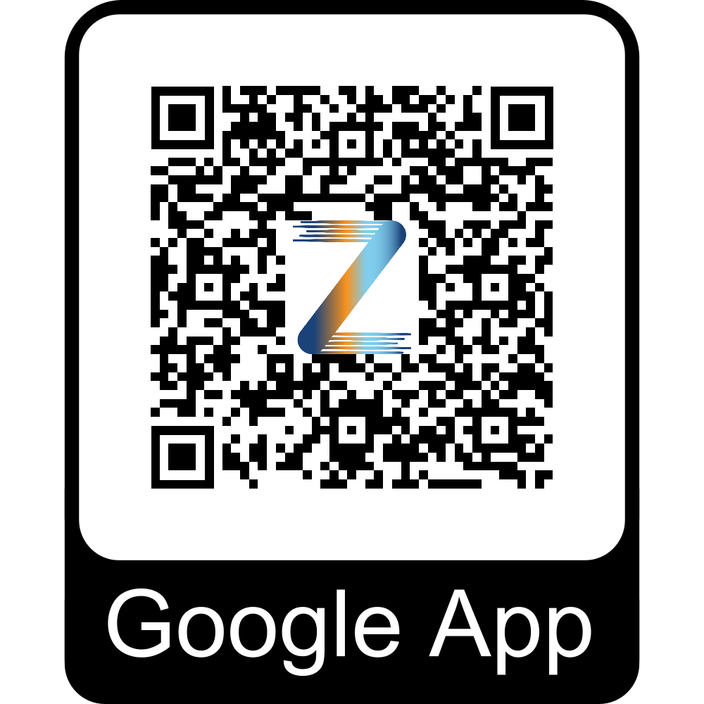QR code for the ZENGGE app with a logo and 'Google App' text on a white background