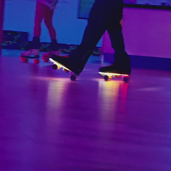 Video of neogleamz SK8Lytz SOULZ Roller Skate Lights in Fire Music Mode